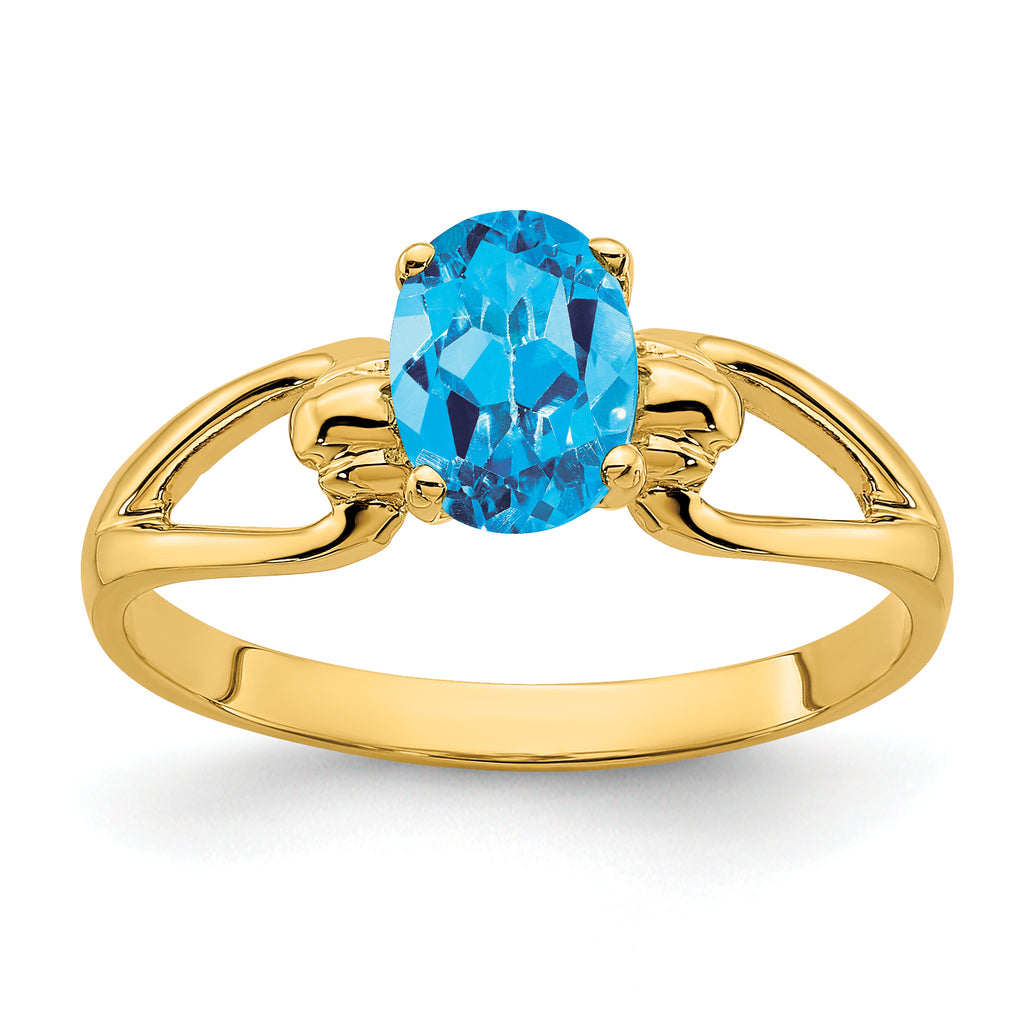 14k 7x5mm Oval Blue Topaz ring