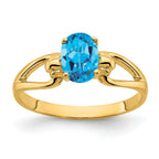 14k 7x5mm Oval Blue Topaz ring
