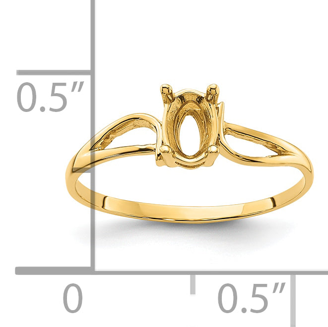 14k 6x4mm Oval Gemstone Ring Mounting (No Stone Included)