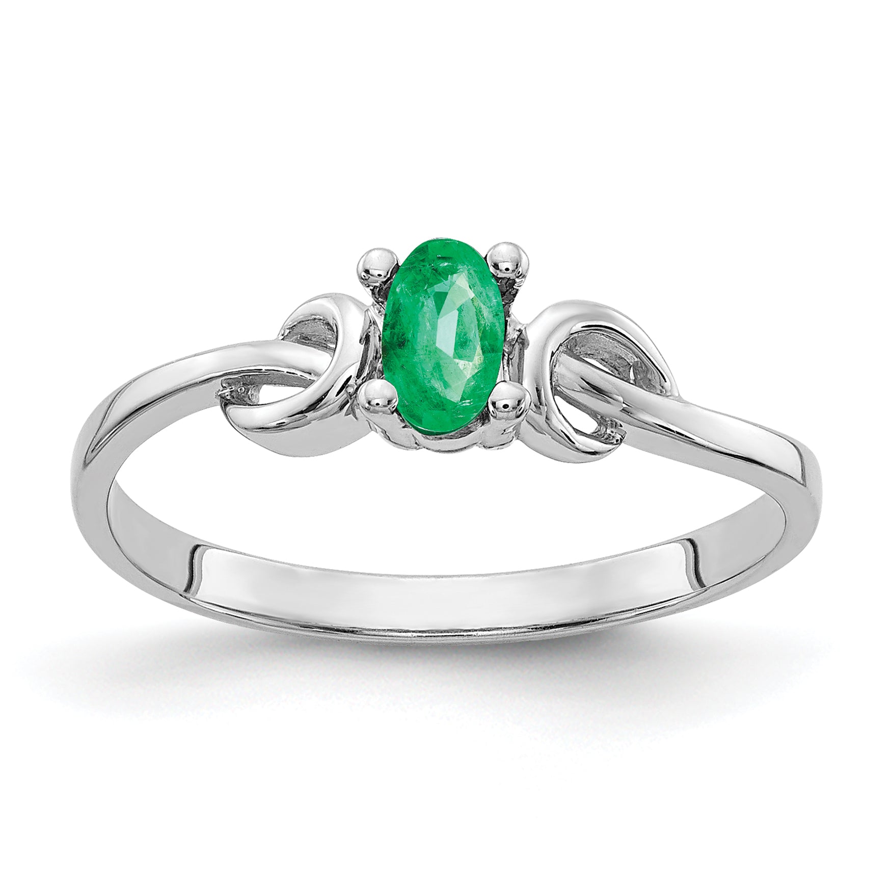 14k White Gold 5x3mm Oval Emerald ring Main image