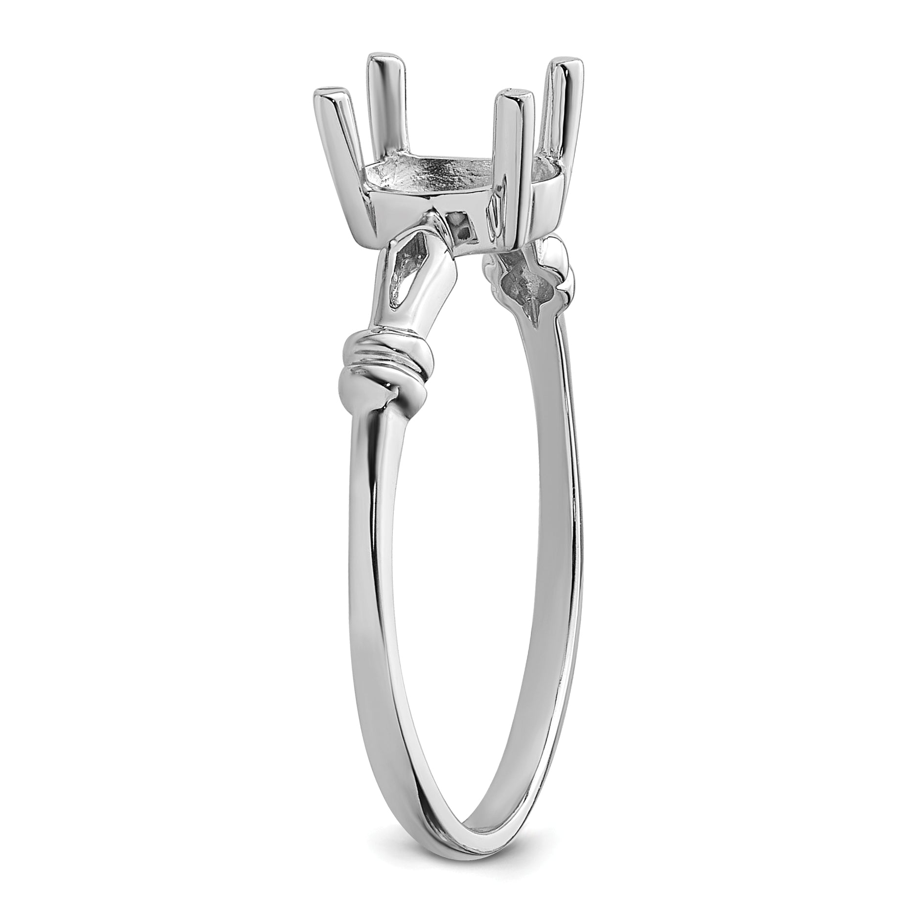 14k White Gold 7x5mm Oval Gemstone Ring Mounting (No Stone Included)