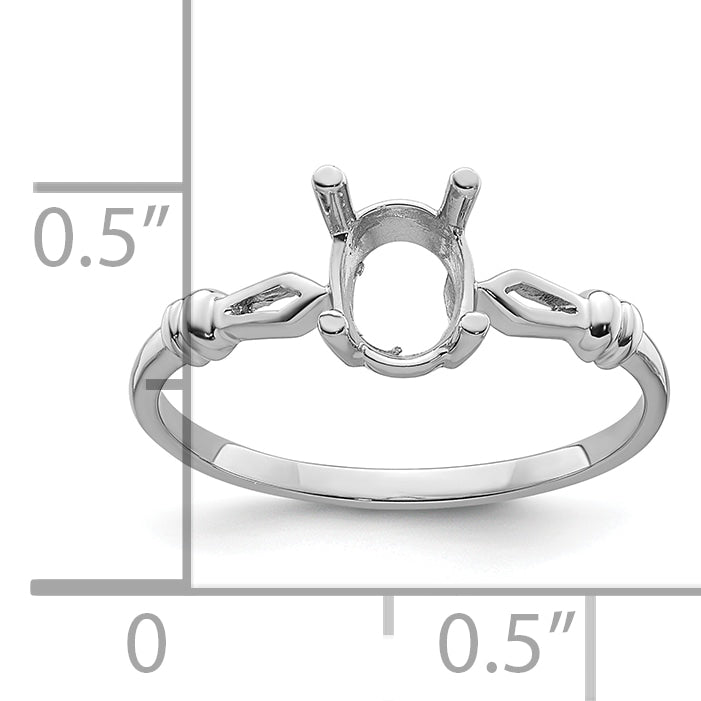 14k White Gold 7x5mm Oval Gemstone Ring Mounting (No Stone Included)