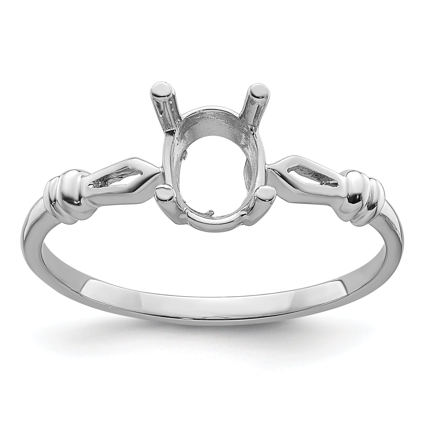 14k White Gold 7x5mm Oval Gemstone Ring Mounting Main image