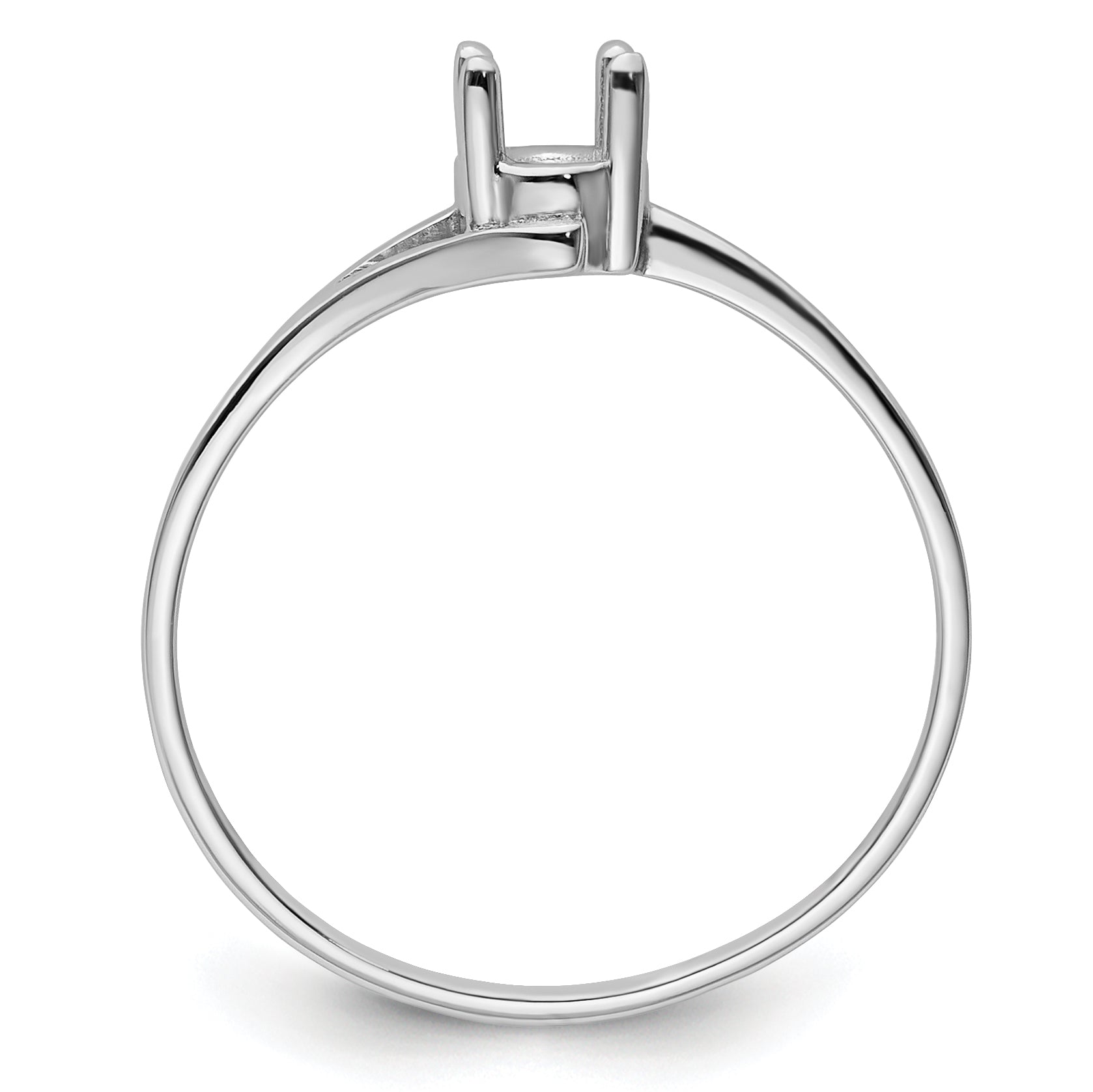 14k White Gold 6x4mm Oval Gemstone Ring Mounting (No Stone Included)
