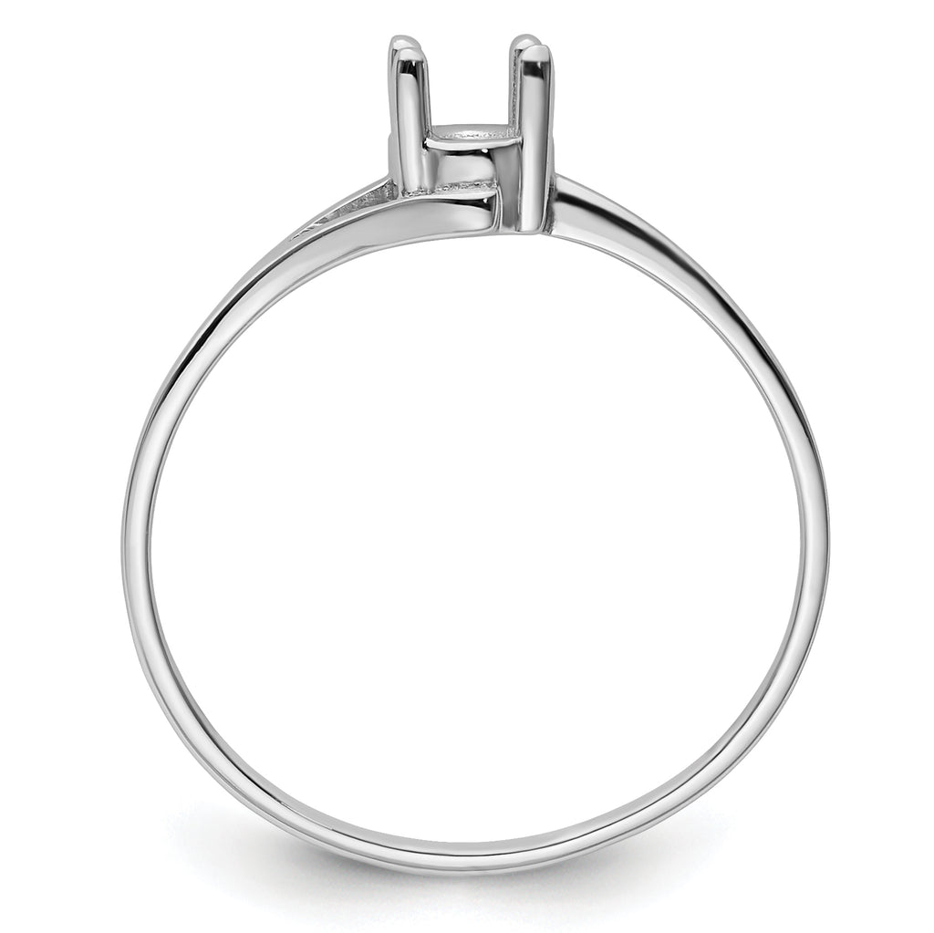 14k White Gold 6x4mm Oval Gemstone Ring Mounting (No Stone Included)