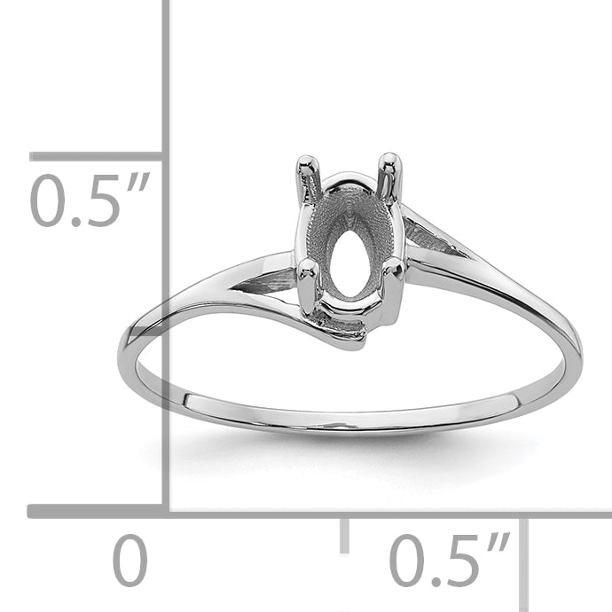 14k White Gold 6x4mm Oval Gemstone Ring Mounting (No Stone Included)