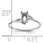 14k White Gold 6x4mm Oval Gemstone Ring Mounting (No Stone Included)