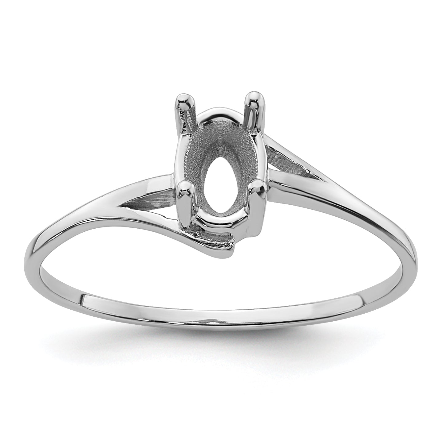 14k White Gold 6x4mm Oval Gemstone Ring Mounting Main image