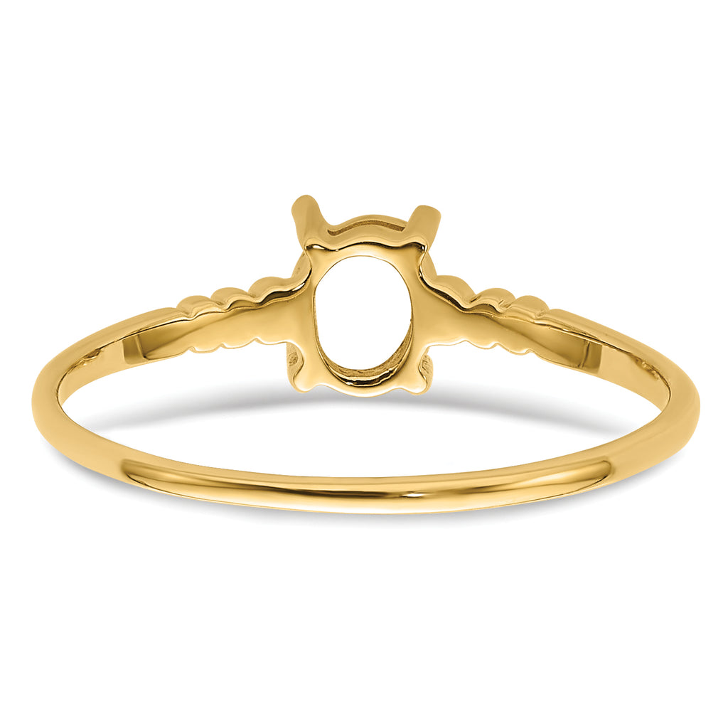 14k 6x4mm Oval Gemstone Ring Mounting (No Stone Included)