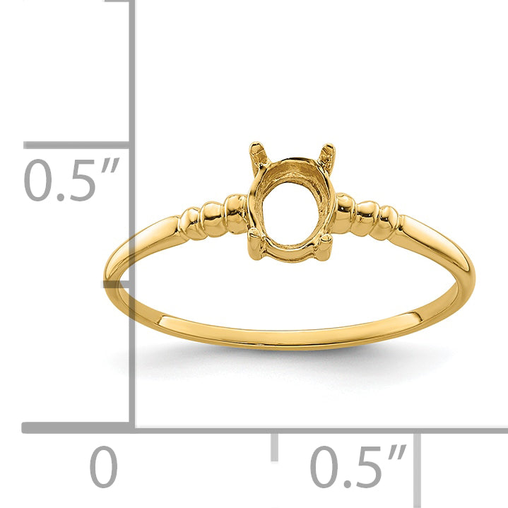 14k 6x4mm Oval Gemstone Ring Mounting (No Stone Included)