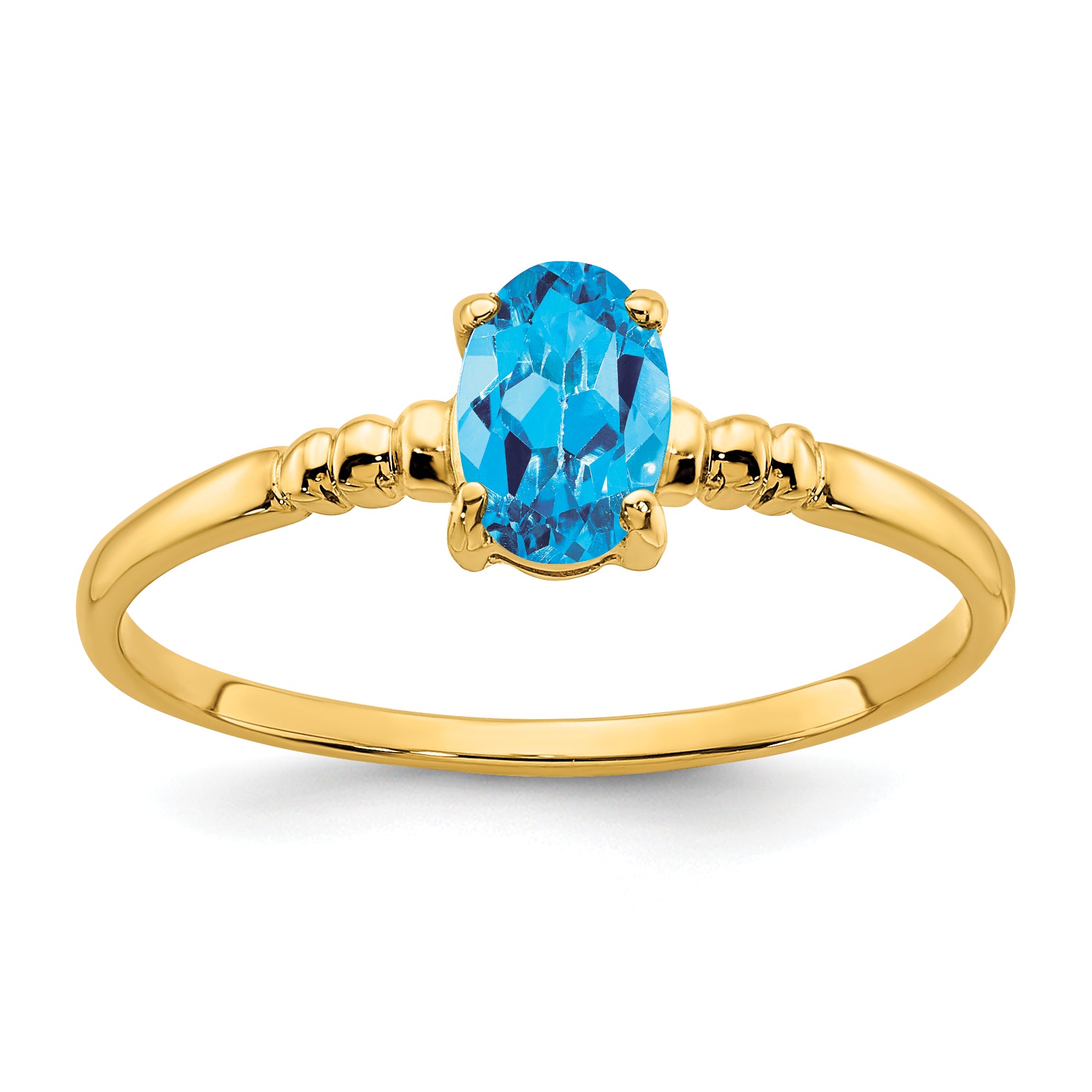 14k 6x4mm Oval Blue Topaz ring Main image