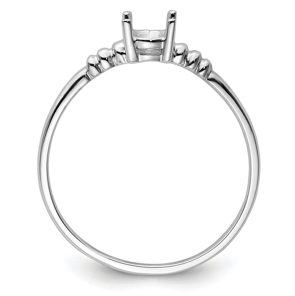 14k White Gold 6x4mm Oval Gemstone Ring Mounting (No Stone Included)