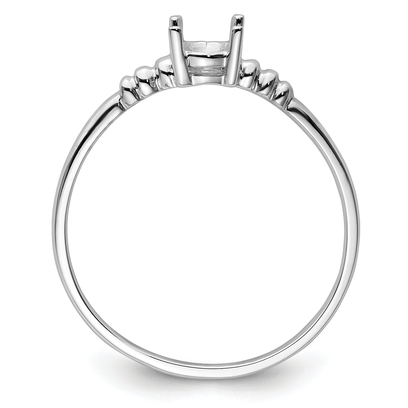 14k White Gold 6x4mm Oval Gemstone Ring Mounting (No Stone Included)