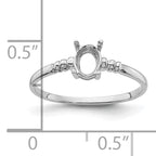14k White Gold 6x4mm Oval Gemstone Ring Mounting (No Stone Included)