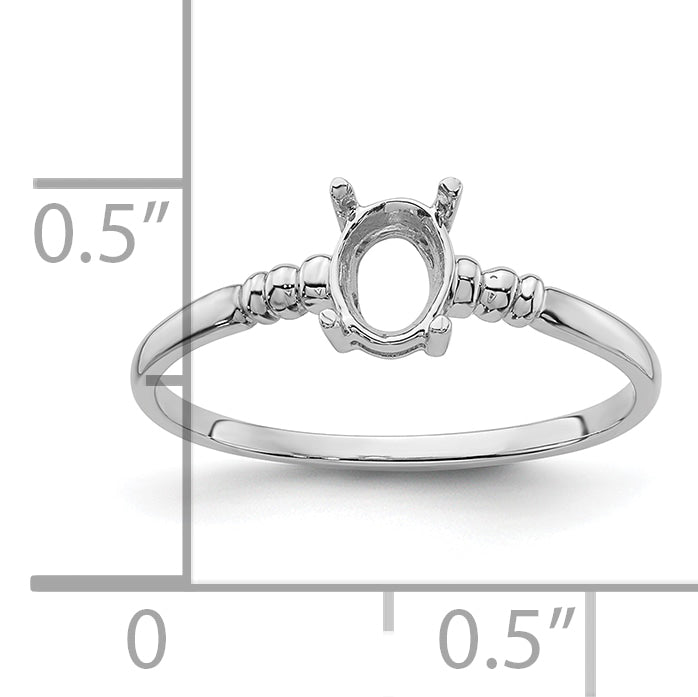 14k White Gold 6x4mm Oval Gemstone Ring Mounting (No Stone Included)