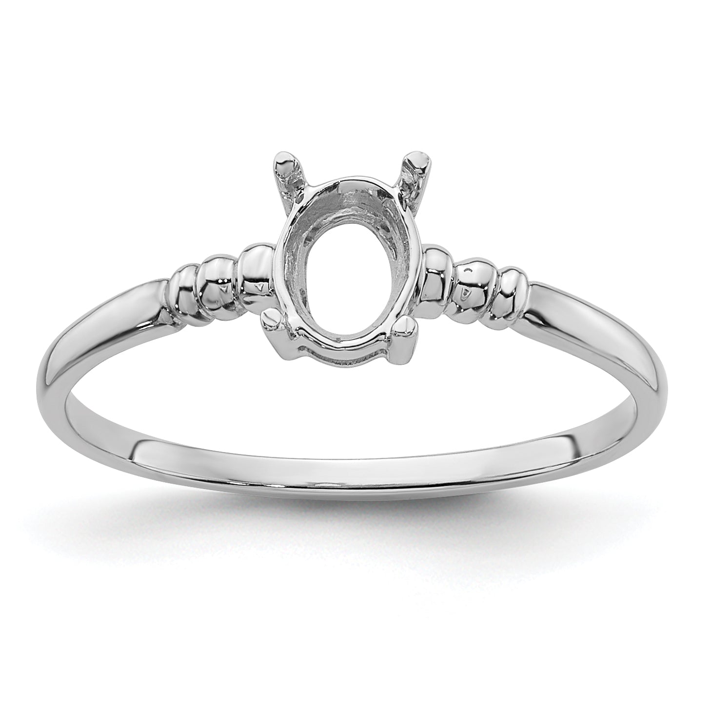 14k White Gold 6x4mm Oval Gemstone Ring Mounting Main image
