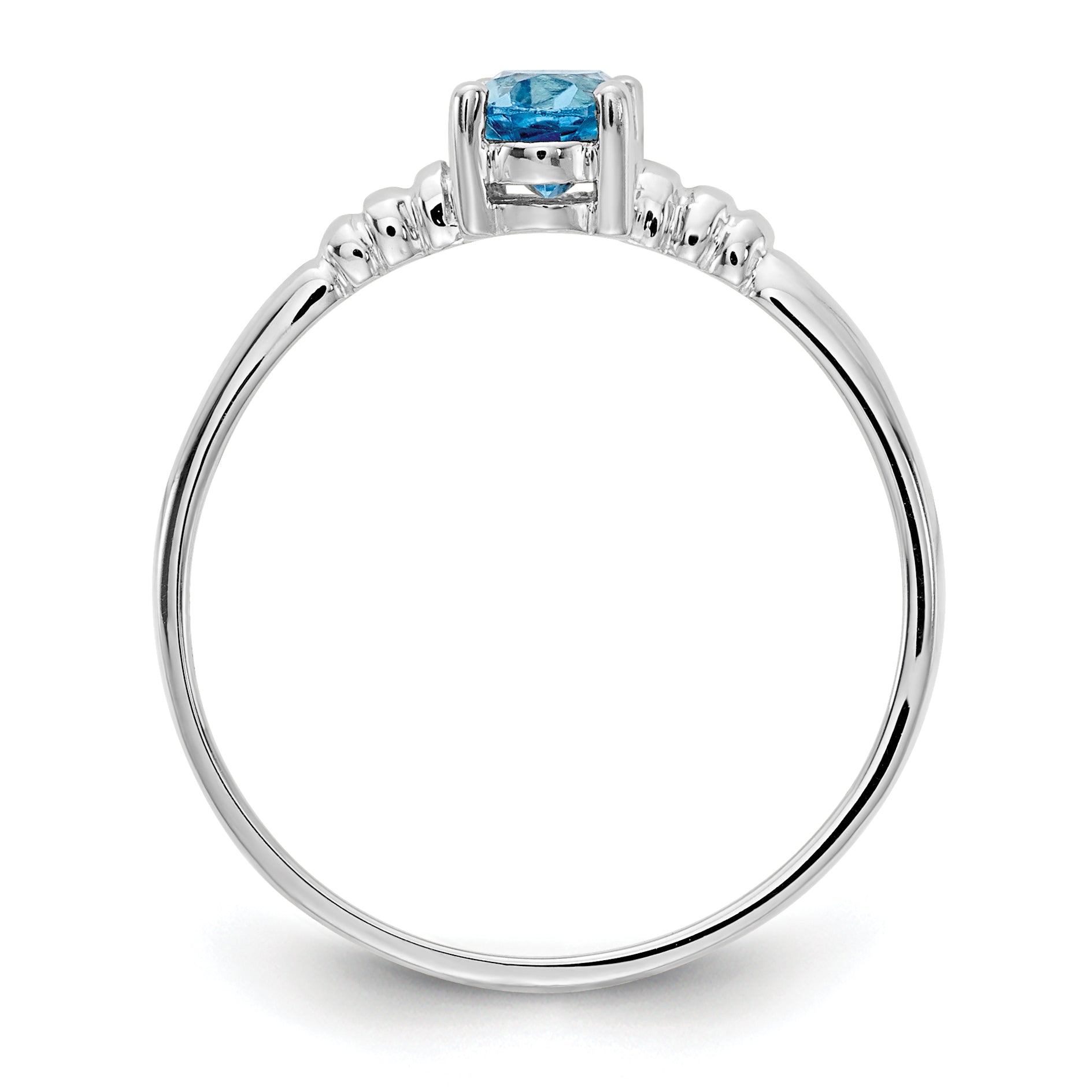 14k White Gold 6x4mm Oval Blue Topaz ring Secondary image