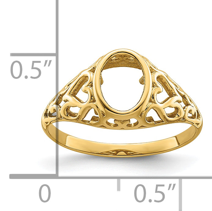 14k 7x5mm Oval Gemstone Ring Mounting (No Stone Included)