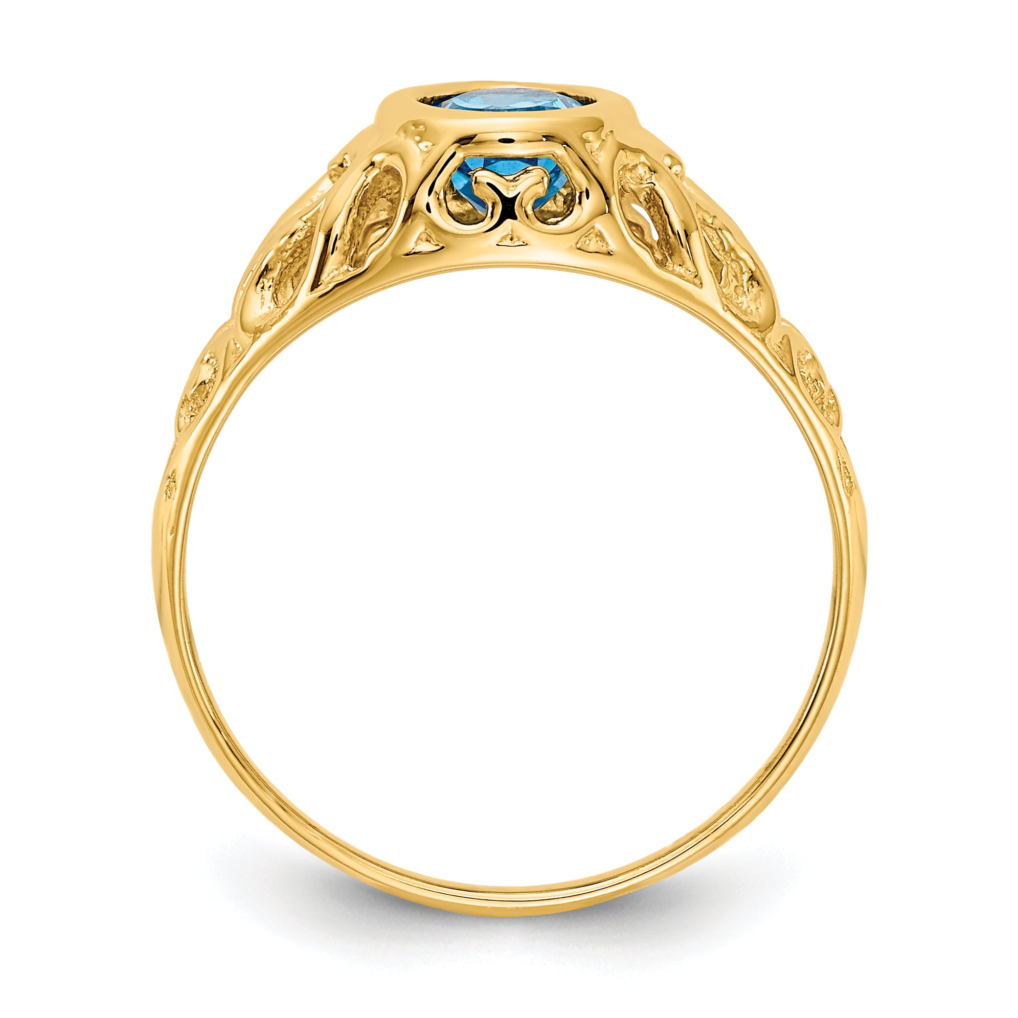 14k 7x5mm Oval Blue Topaz ring Secondary image