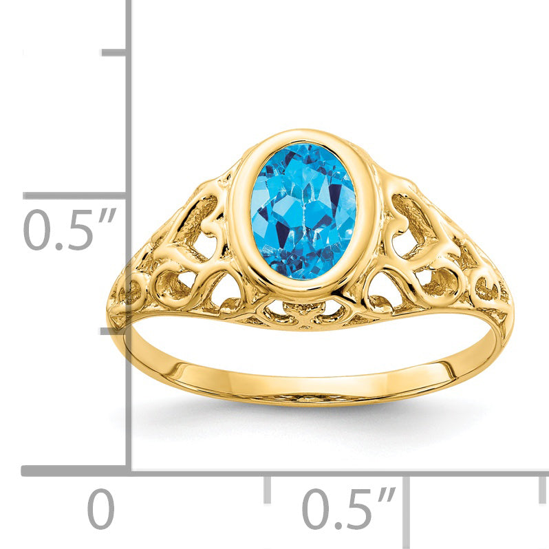 14k 7x5mm Oval Blue Topaz ring