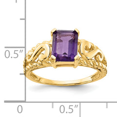 14k 8x6mm Emerald Cut Amethyst ring