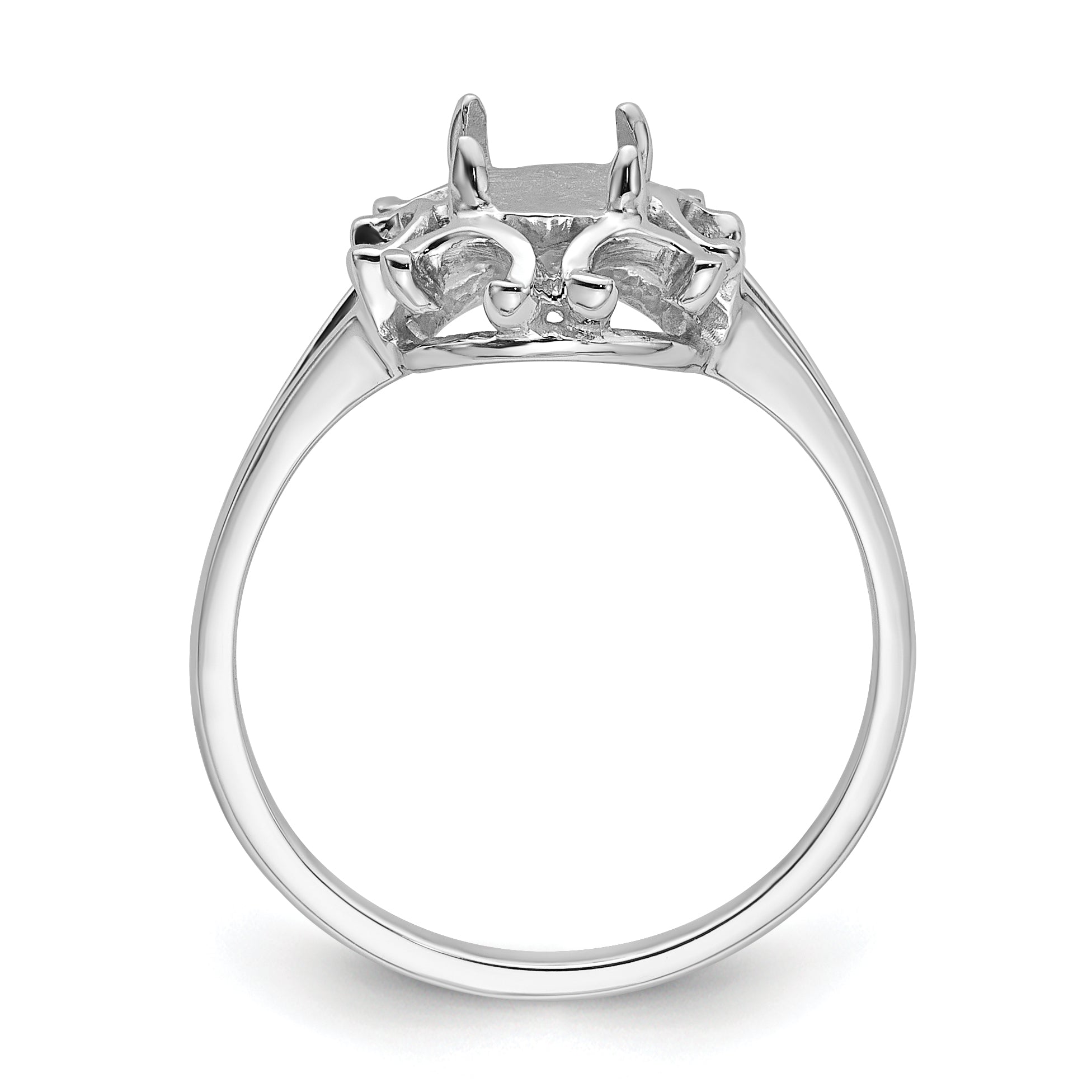 14k White Gold 7x5mm Oval Gemstone Ring Mounting (No Stone Included)