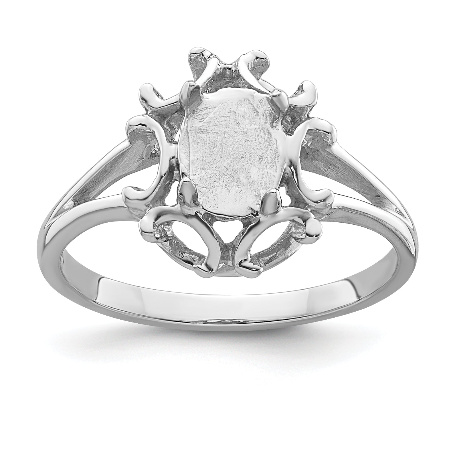 14k White Gold 7x5mm Oval Gemstone Ring Mounting Main image
