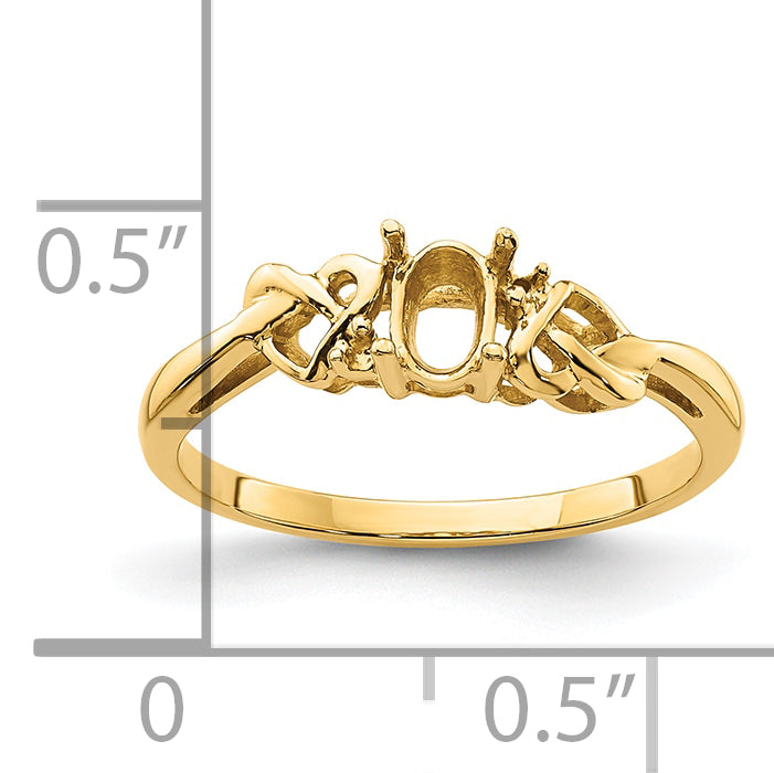 14k Diamond / 6x4mm Oval Gemstone Ring Mounting (No Stone Included)