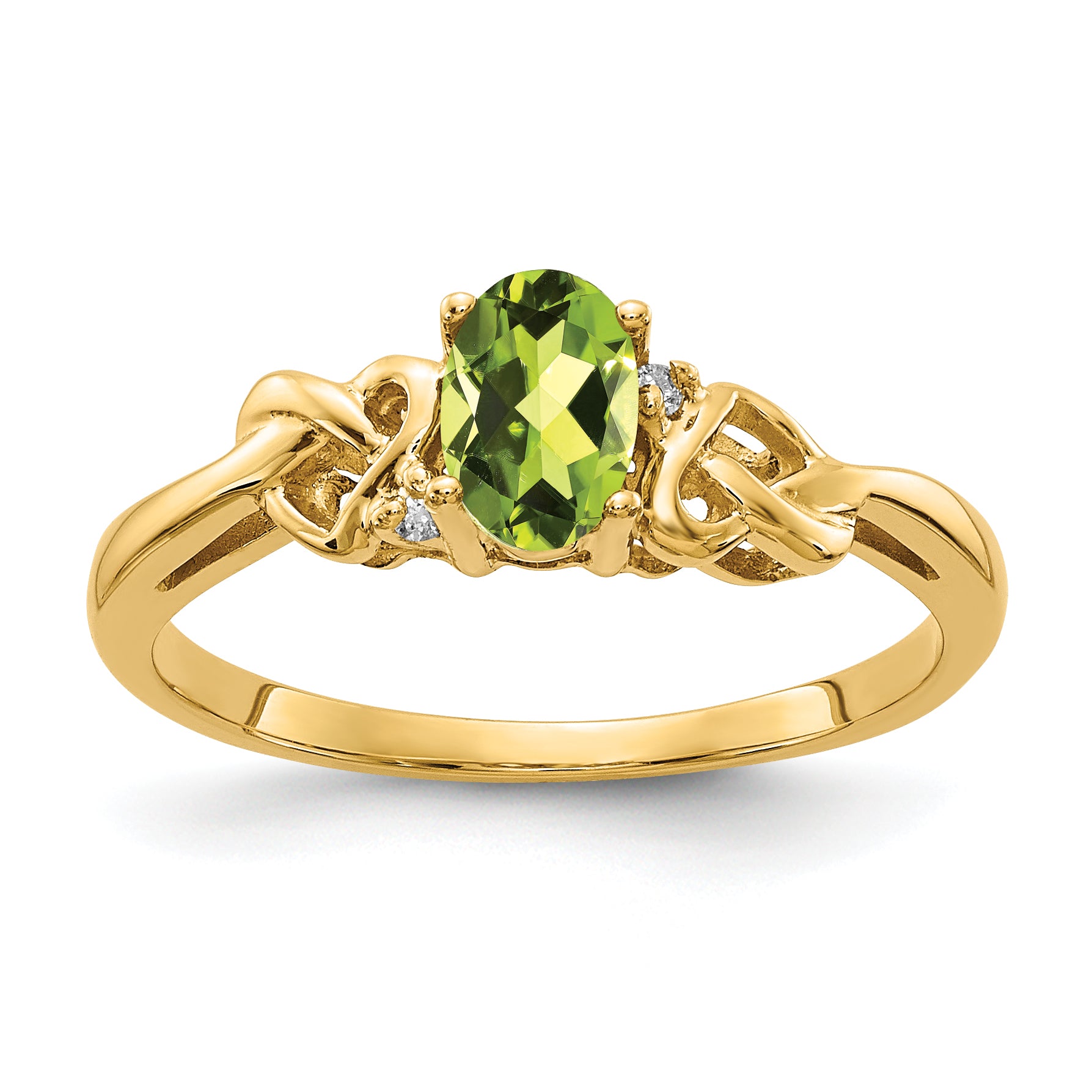 14k Peridot & AA Diamond Ring Main image