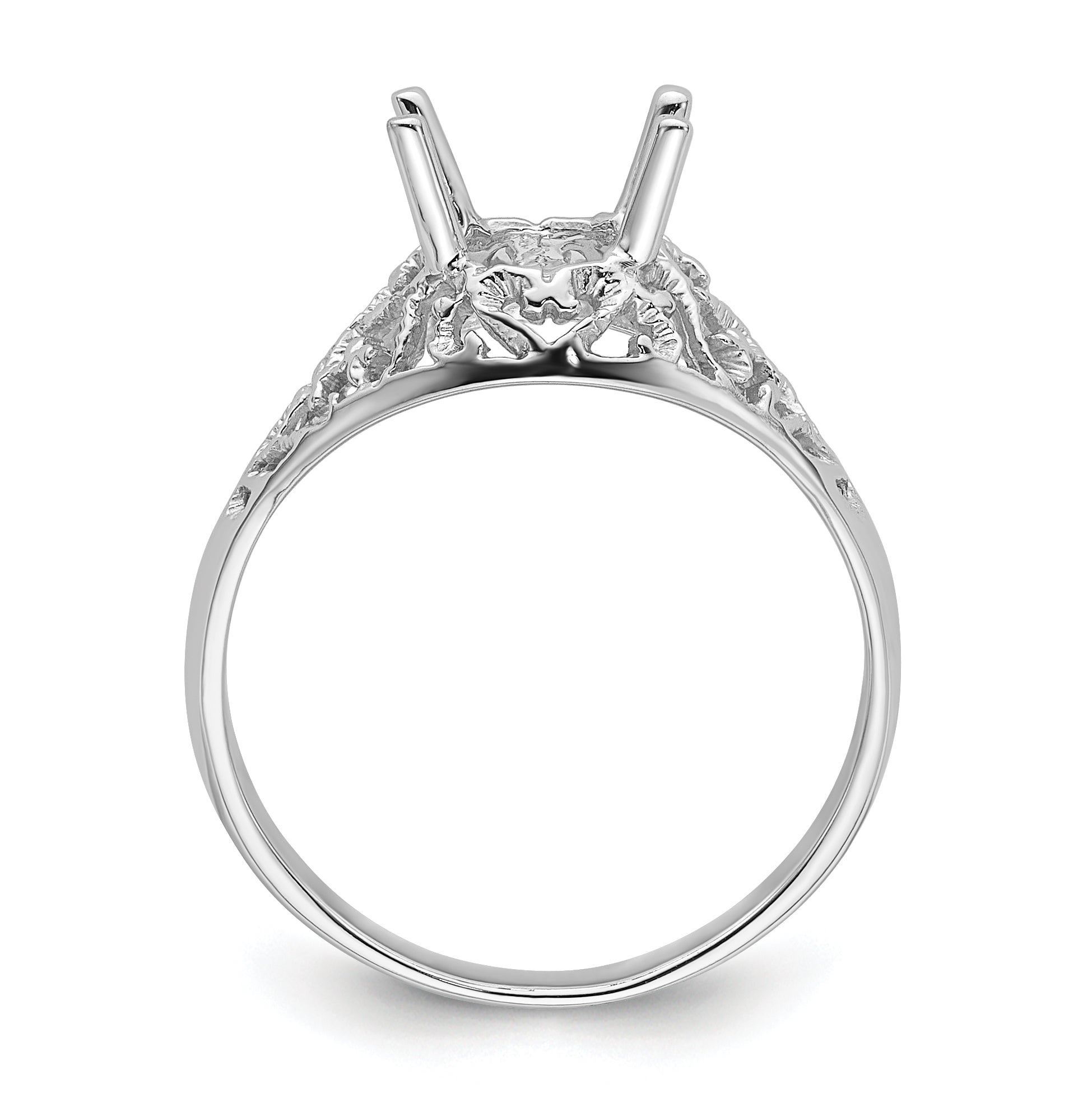 14k White Gold 8x6mm Oval Gemstone Ring Mounting (No Stone Included) Secondary image