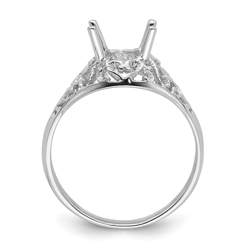 14k White Gold 8x6mm Oval Gemstone Ring Mounting (No Stone Included)