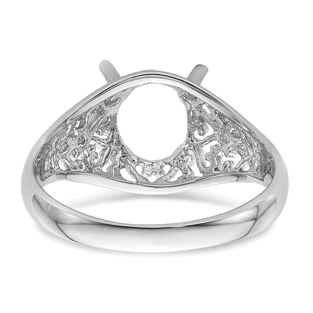 14k White Gold 8x6mm Oval Gemstone Ring Mounting (No Stone Included)