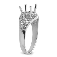 14k White Gold 8x6mm Oval Gemstone Ring Mounting (No Stone Included)