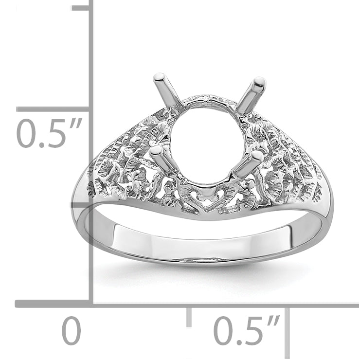 14k White Gold 8x6mm Oval Gemstone Ring Mounting (No Stone Included)