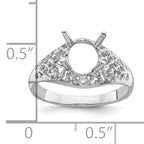14k White Gold 8x6mm Oval Gemstone Ring Mounting (No Stone Included)
