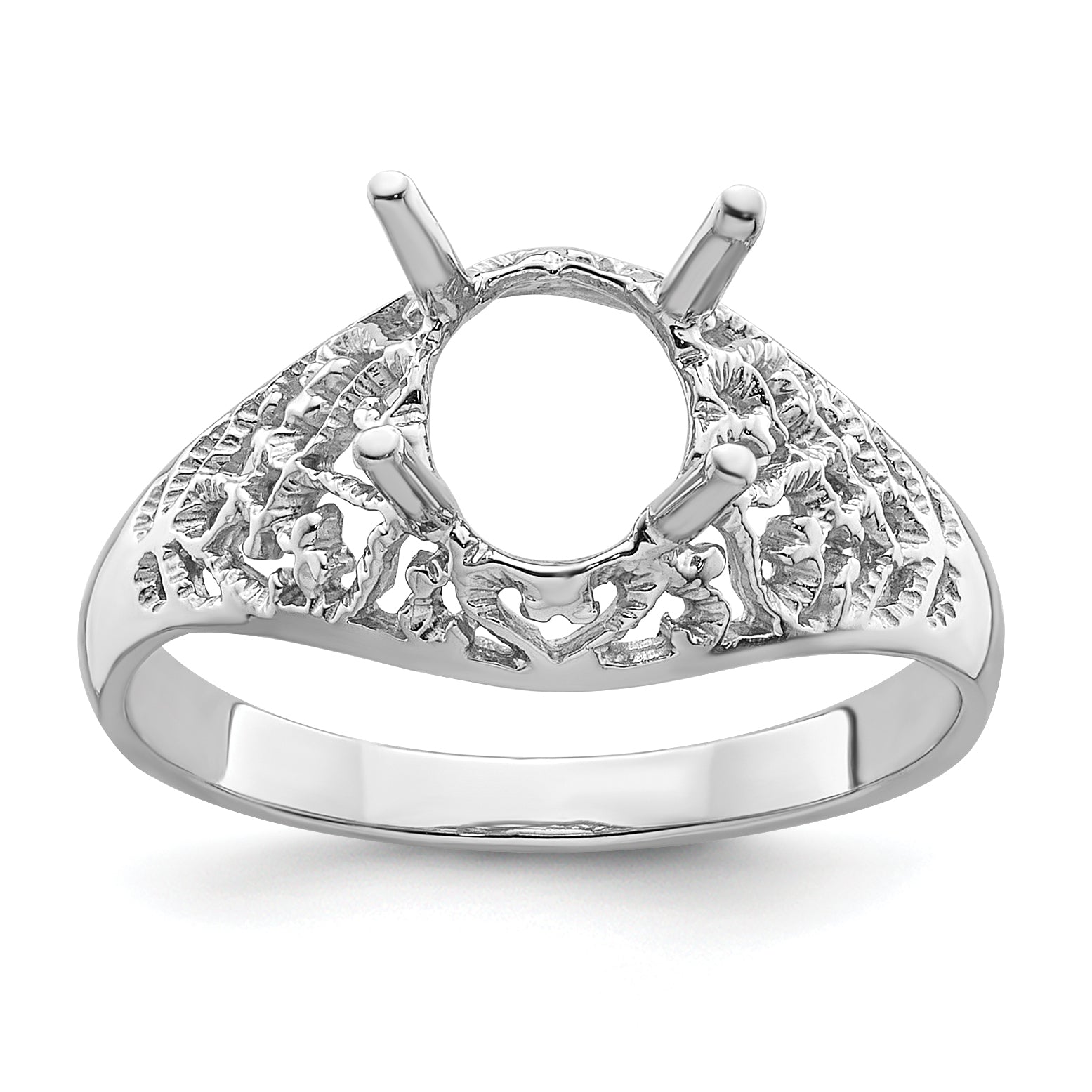 14k White Gold 8x6mm Oval Gemstone Ring Mounting Main image