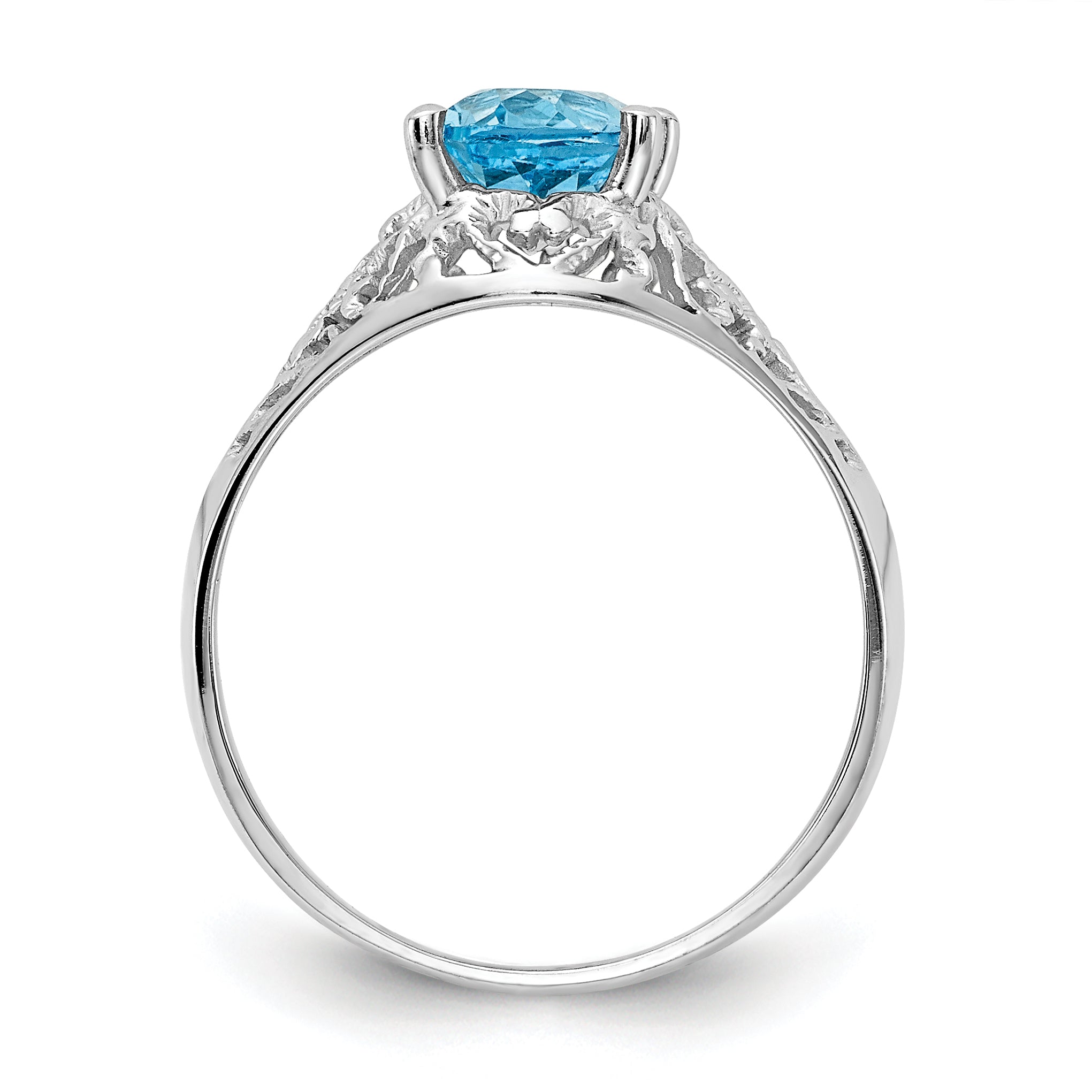 14k White Gold 8x6mm Oval Blue Topaz ring Secondary image