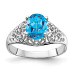 14k White Gold 8x6mm Oval Blue Topaz ring