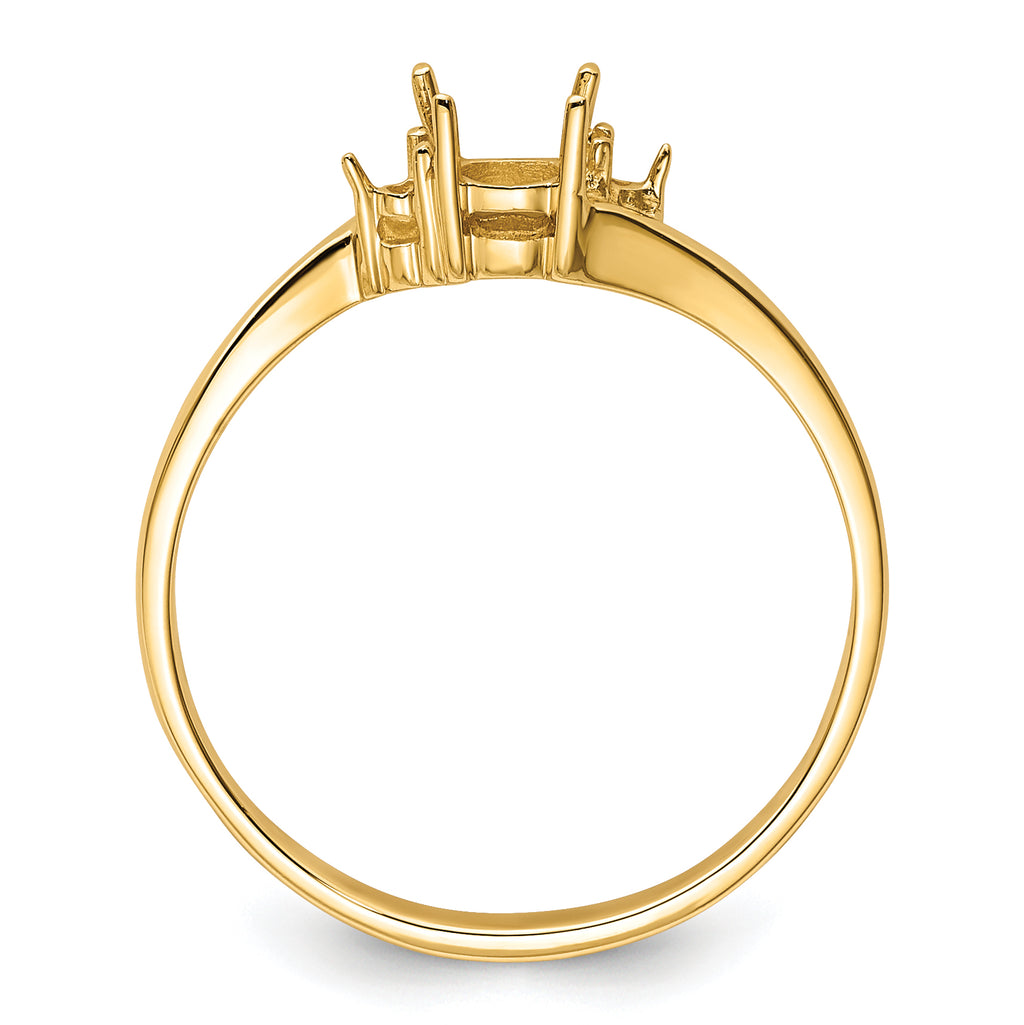 14k Diamond / 4mm Round Gemstone Ring Mounting (No Stone Included)