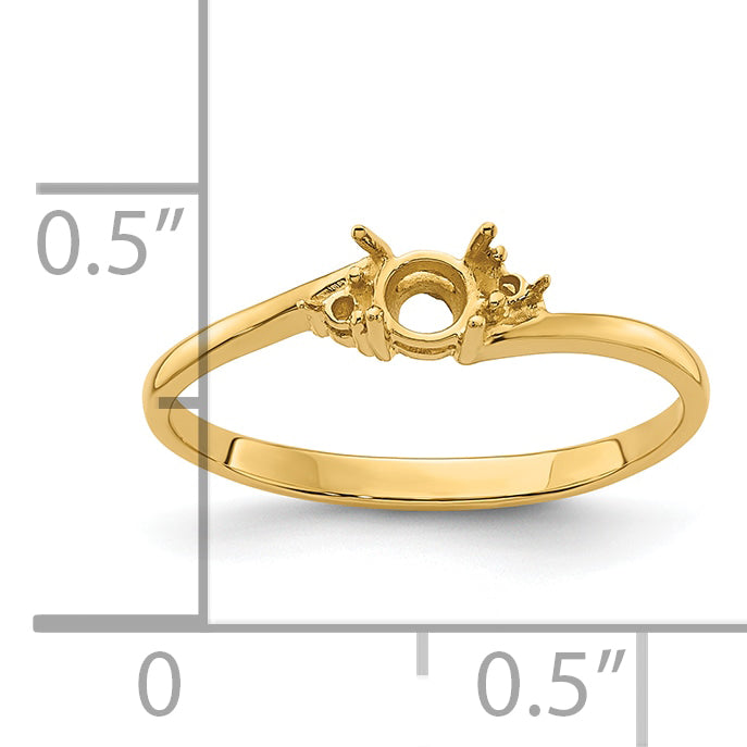 14k Diamond / 4mm Round Gemstone Ring Mounting (No Stone Included)