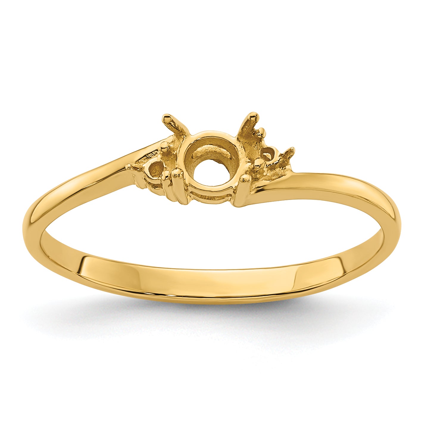 14k Diamond / 4mm Round Gemstone Ring Mounting Main image