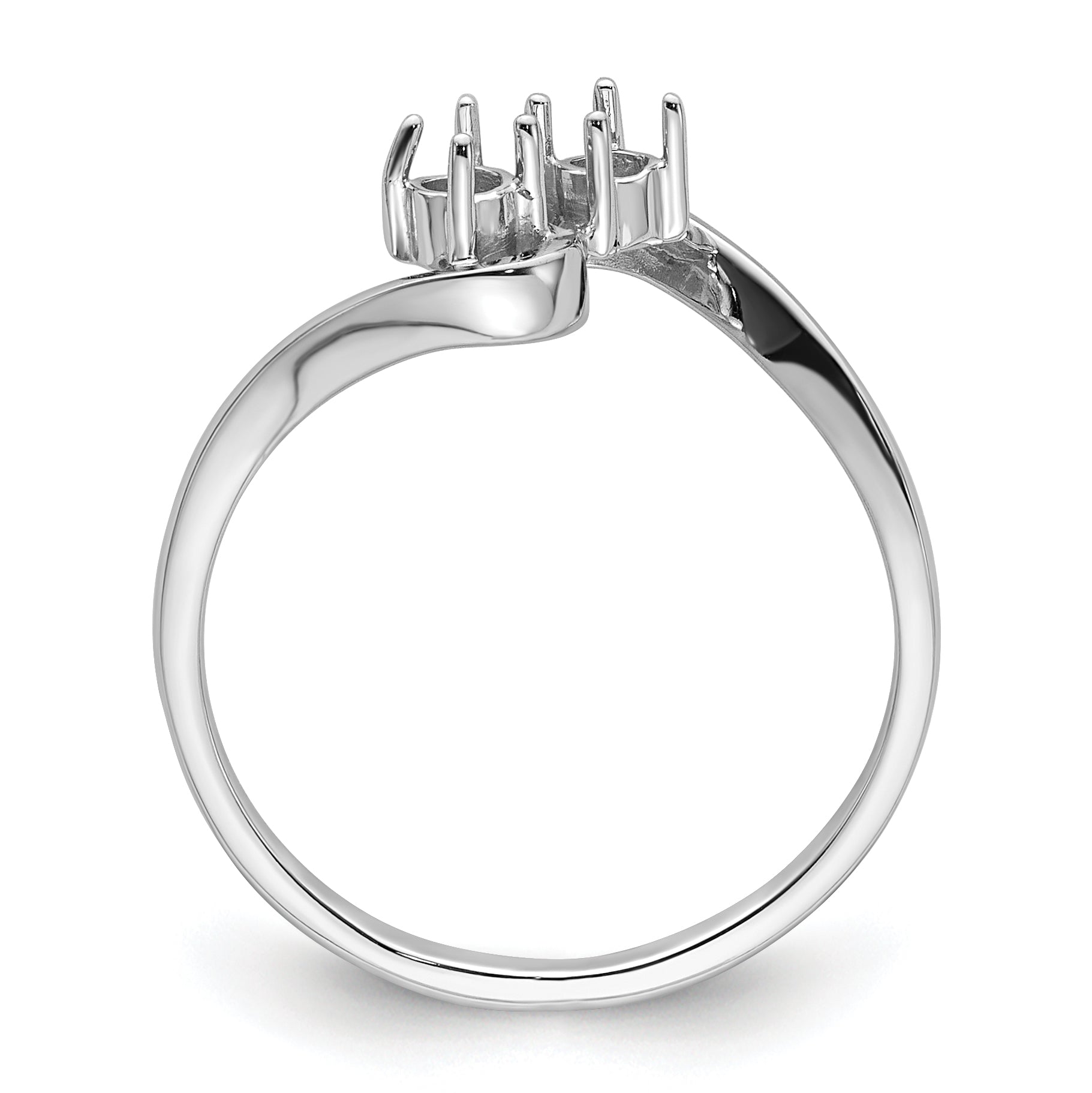 14k White Gold Two 3mm Round Gemstone Ring Mounting (No Stone Included) Secondary image