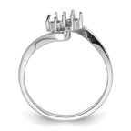 14k White Gold Two 3mm Round Gemstone Ring Mounting (No Stone Included)