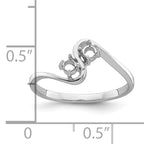 14k White Gold Two 3mm Round Gemstone Ring Mounting (No Stone Included)