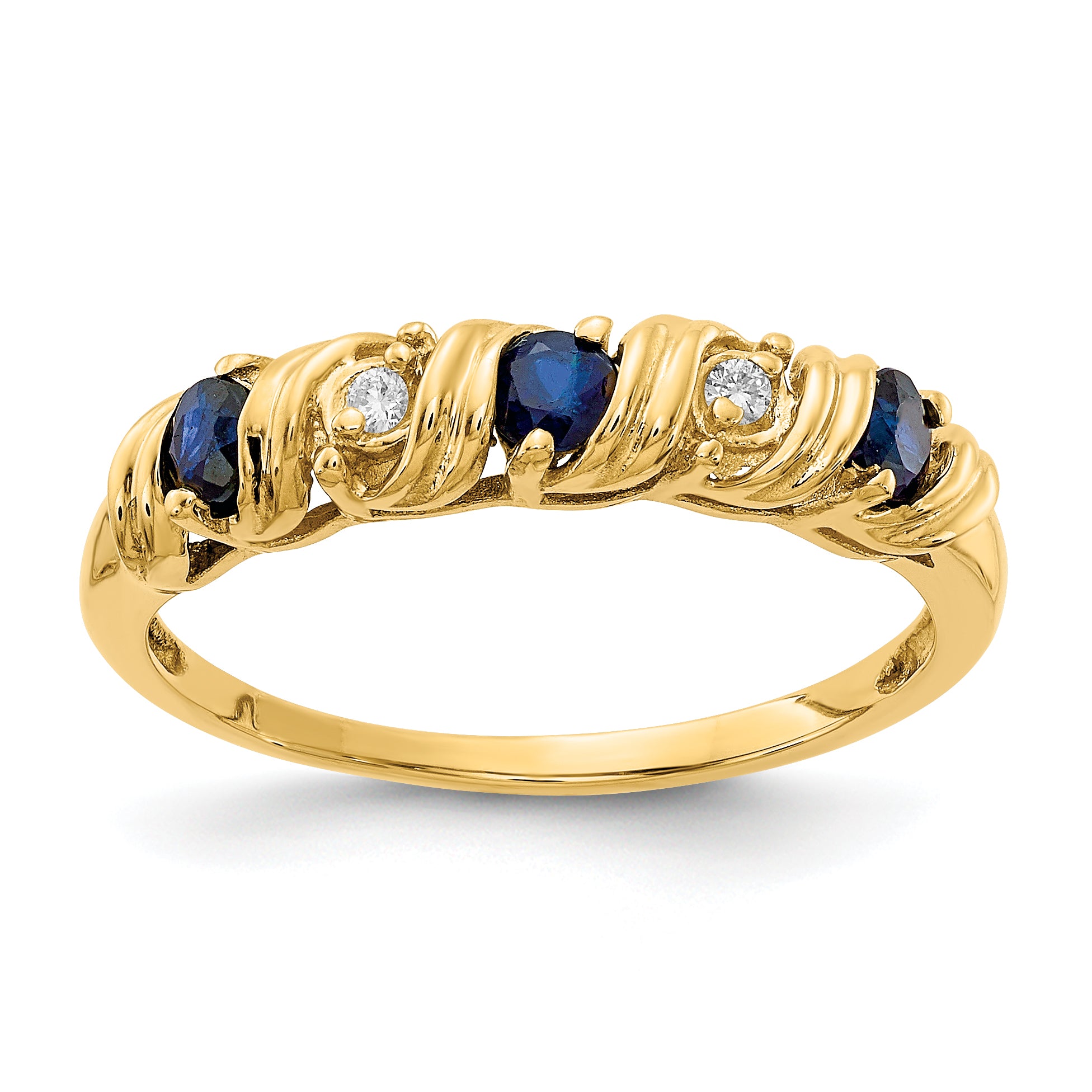 14k 2.75mm Sapphire AA Diamond ring Main image
