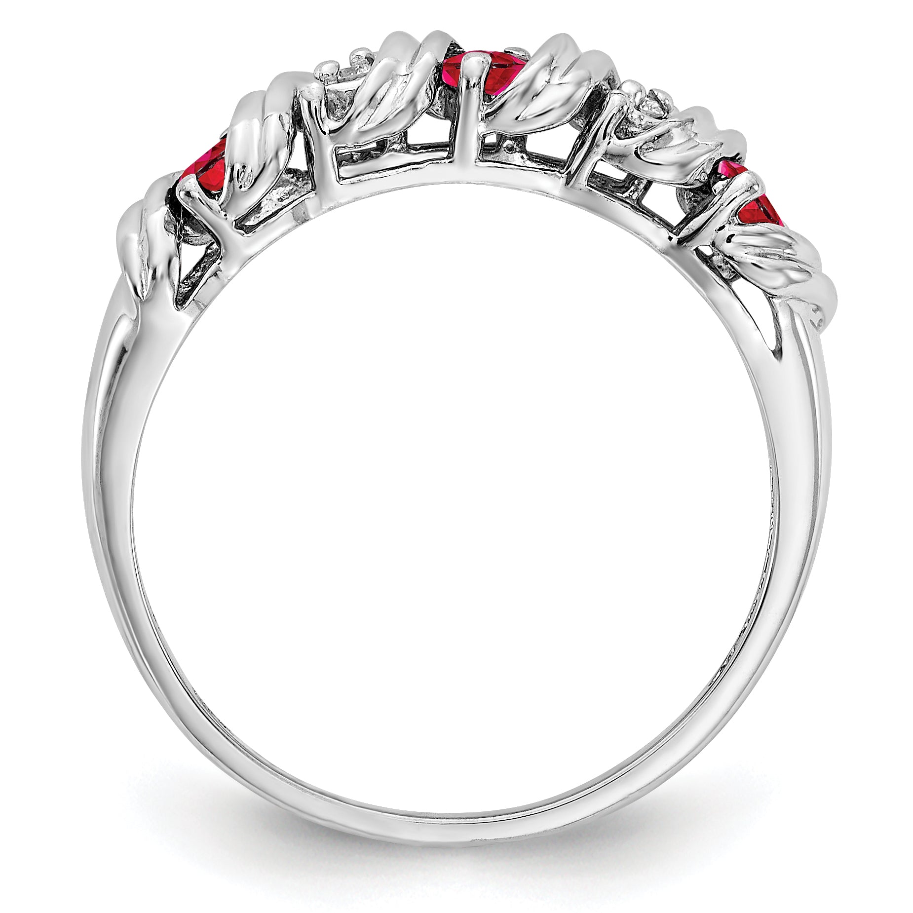 14k White Gold 2.75mm Ruby AA Diamond ring Secondary image