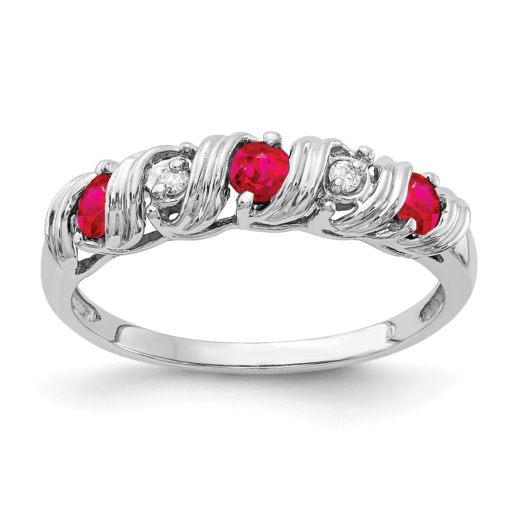 14k White Gold 2.75mm Ruby AA Diamond ring Main image