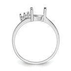14k White Gold Diamond / 6mm Trillion Gemstone Ring Mounting (No Stone Included)