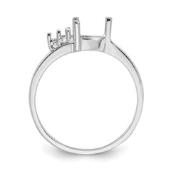 14k White Gold Diamond / 6mm Trillion Gemstone Ring Mounting (No Stone Included)