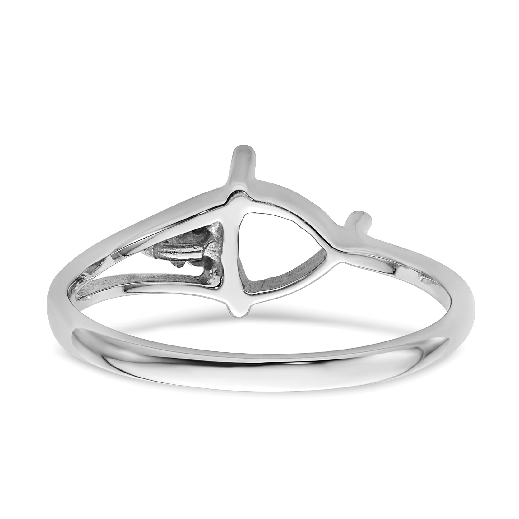 14k White Gold Diamond / 6mm Trillion Gemstone Ring Mounting (No Stone Included)